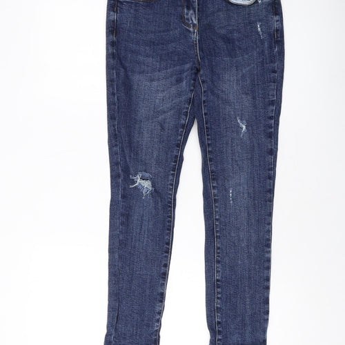The Denim Edit Womens Blue Cotton Skinny Jeans Size 10 L26 in Regular Button
