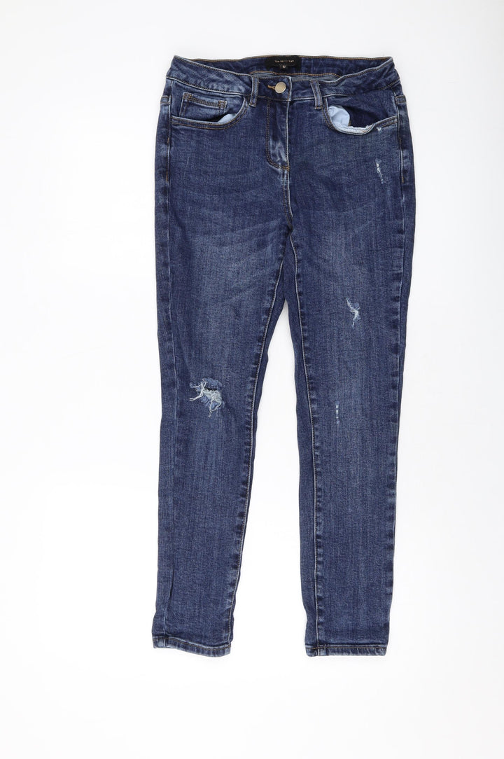 The Denim Edit Womens Blue Cotton Skinny Jeans Size 10 L26 in Regular Button