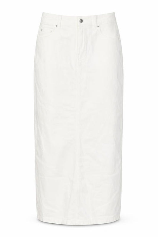 Front view of ASOS women’s ivory cotton straight & pencil skirt, size UK 6, button