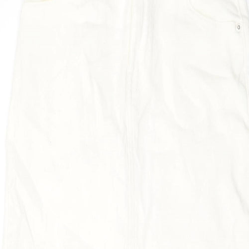 ASOS Womens Ivory Cotton Straight & Pencil Skirt Size 6 Button