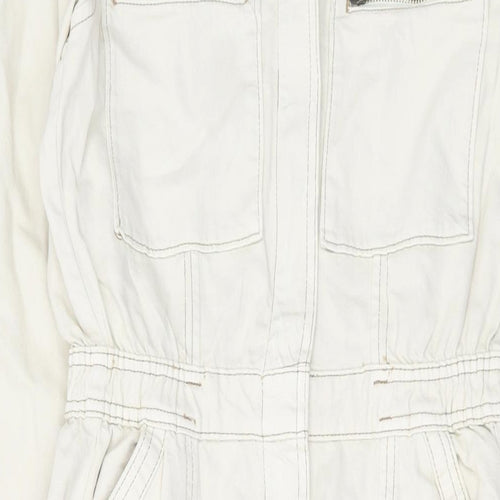 Marks and Spencer Womens Beige Cotton Jumpsuit One-Piece Size 10 L25 in Zip