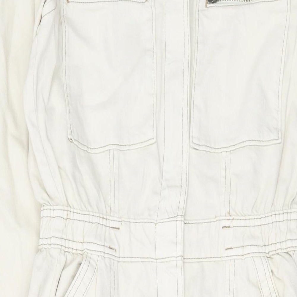 Marks and Spencer Womens Beige Cotton Jumpsuit One-Piece Size 10 L25 in Zip