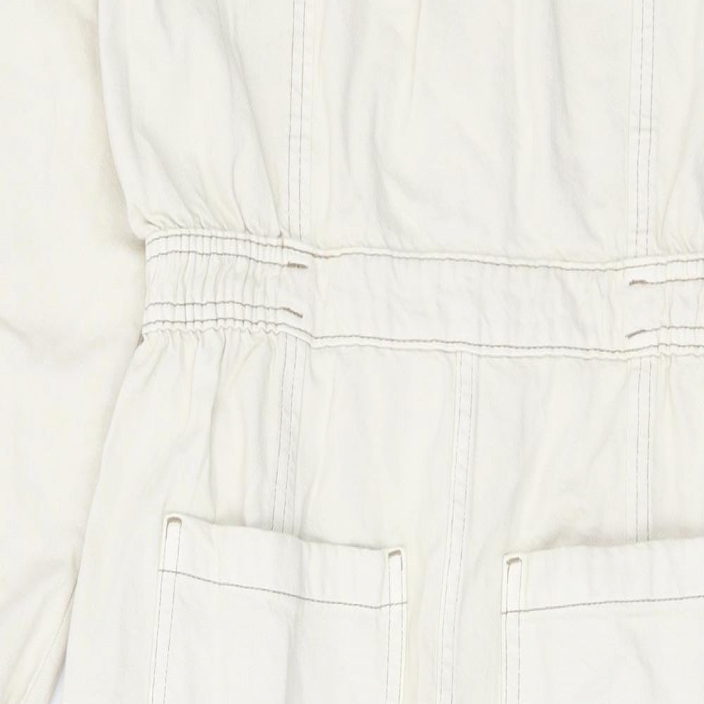 Marks and Spencer Womens Beige Cotton Jumpsuit One-Piece Size 10 L25 in Zip