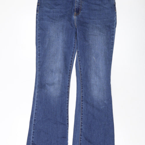 Redial Womens Blue Cotton Bootcut Jeans Size 14 L30 in Regular Button