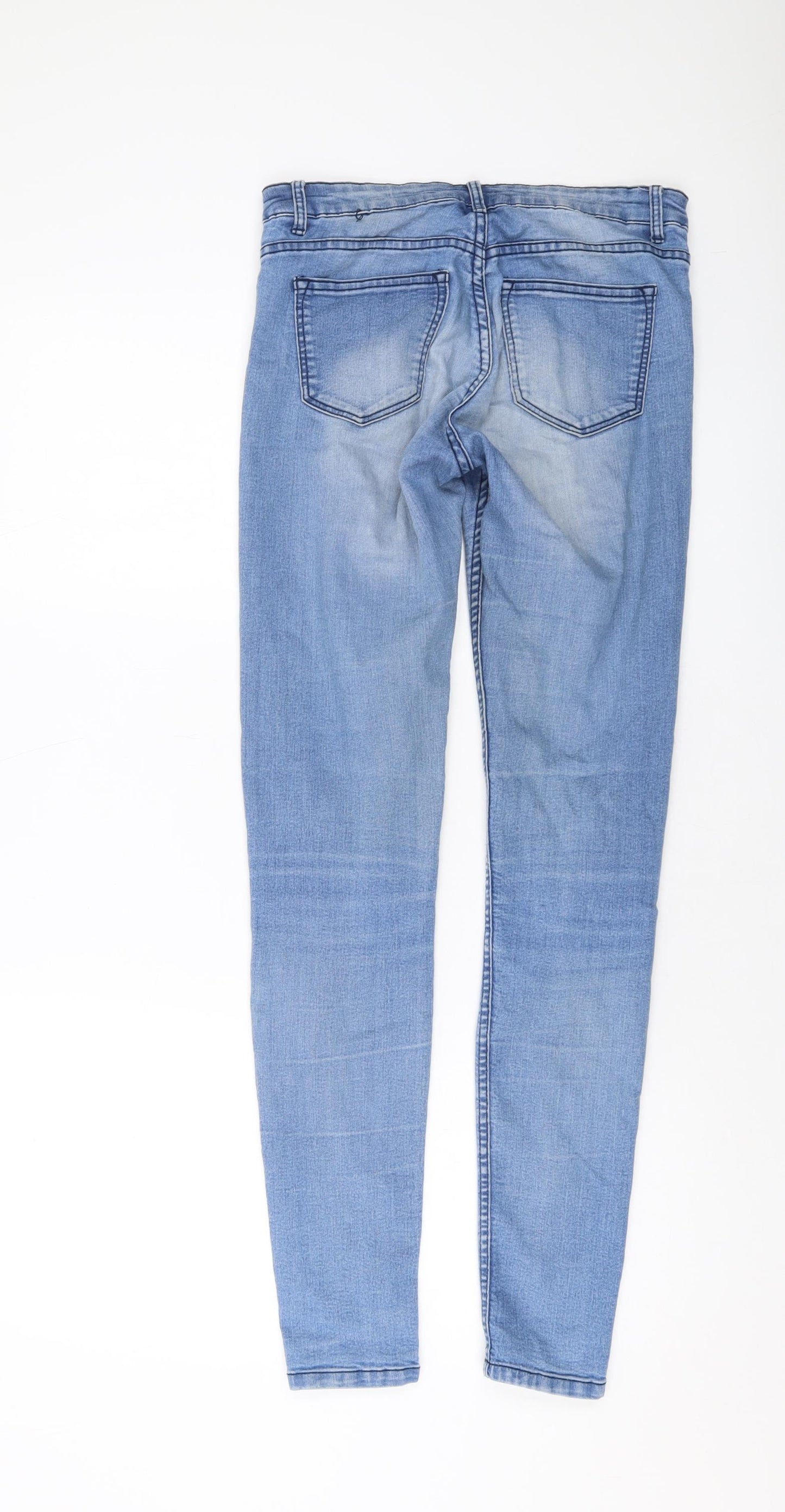 H&M Womens Blue Cotton Skinny Jeans Size 6 L30 in Regular Button