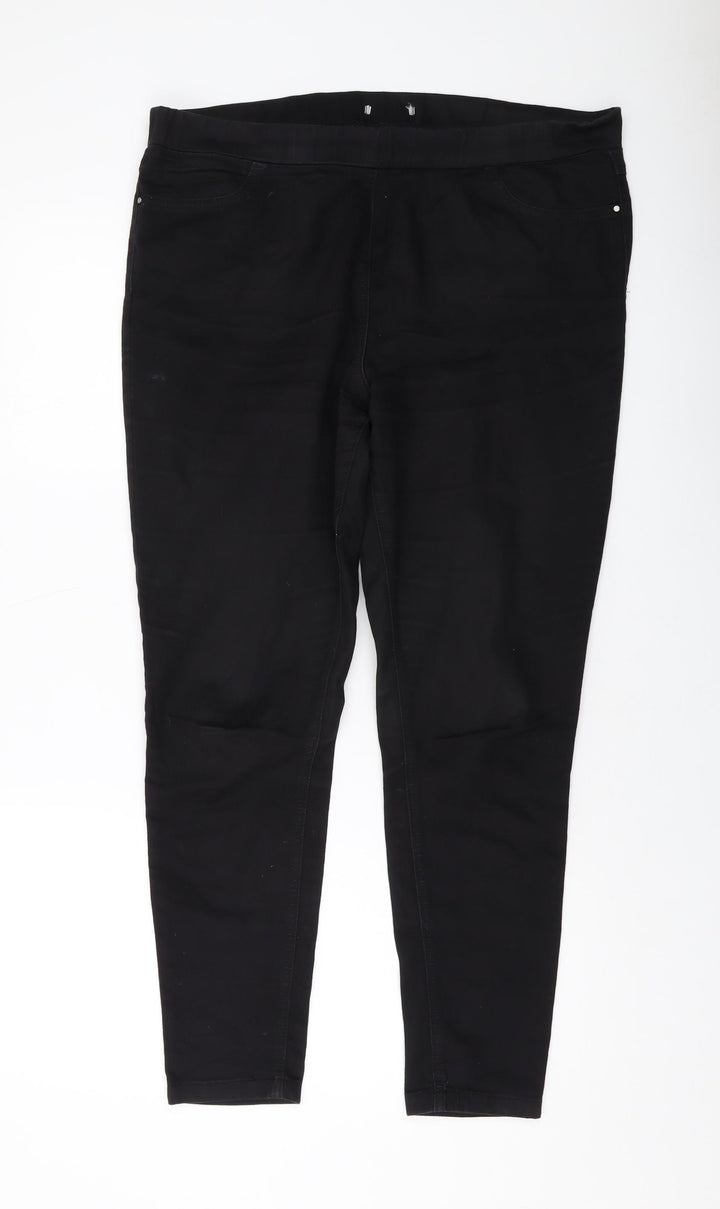 Tulchan Womens Black Cotton Jegging Jeans Size 16 L28 in Regular