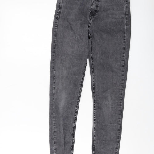 Topshop Womens Grey Cotton Skinny Jeans Size 24 L27 in Regular Button