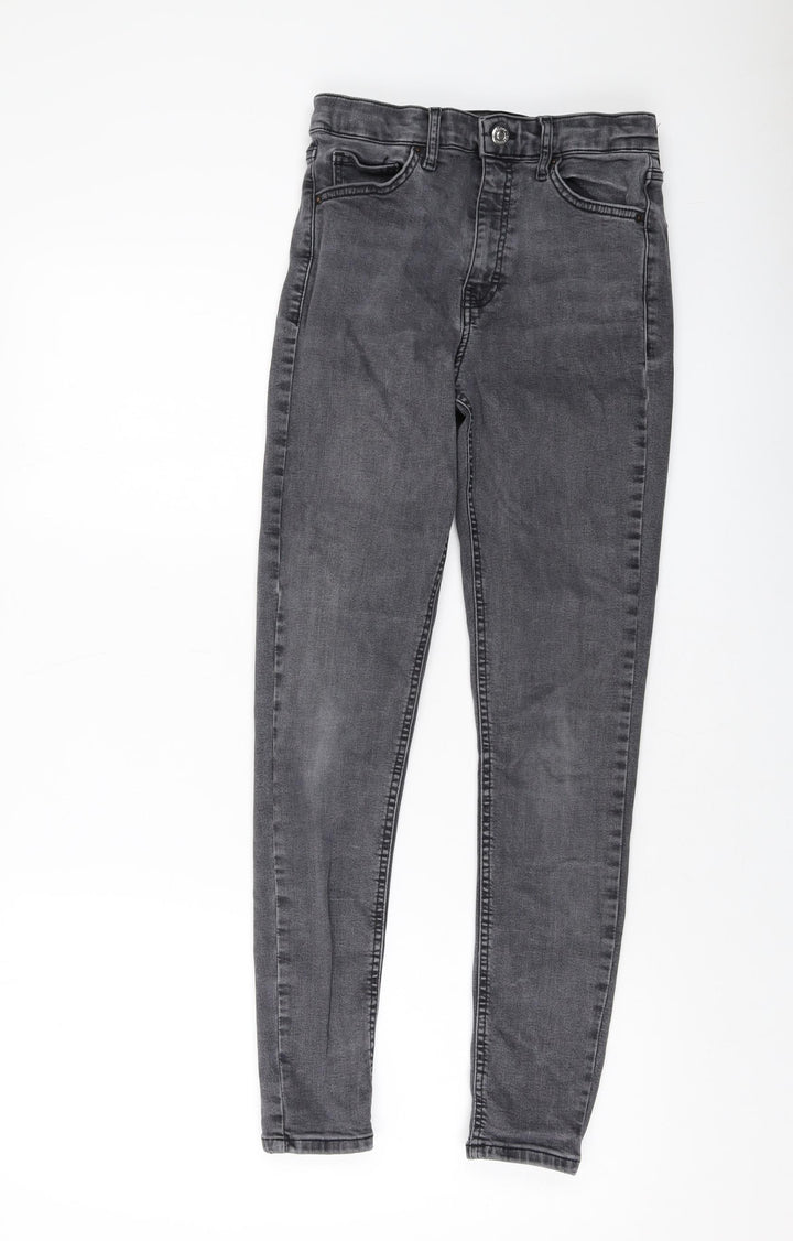 Topshop Womens Grey Cotton Skinny Jeans Size 24 L27 in Regular Button