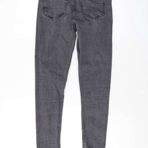 Topshop Womens Grey Cotton Skinny Jeans Size 24 L27 in Regular Button