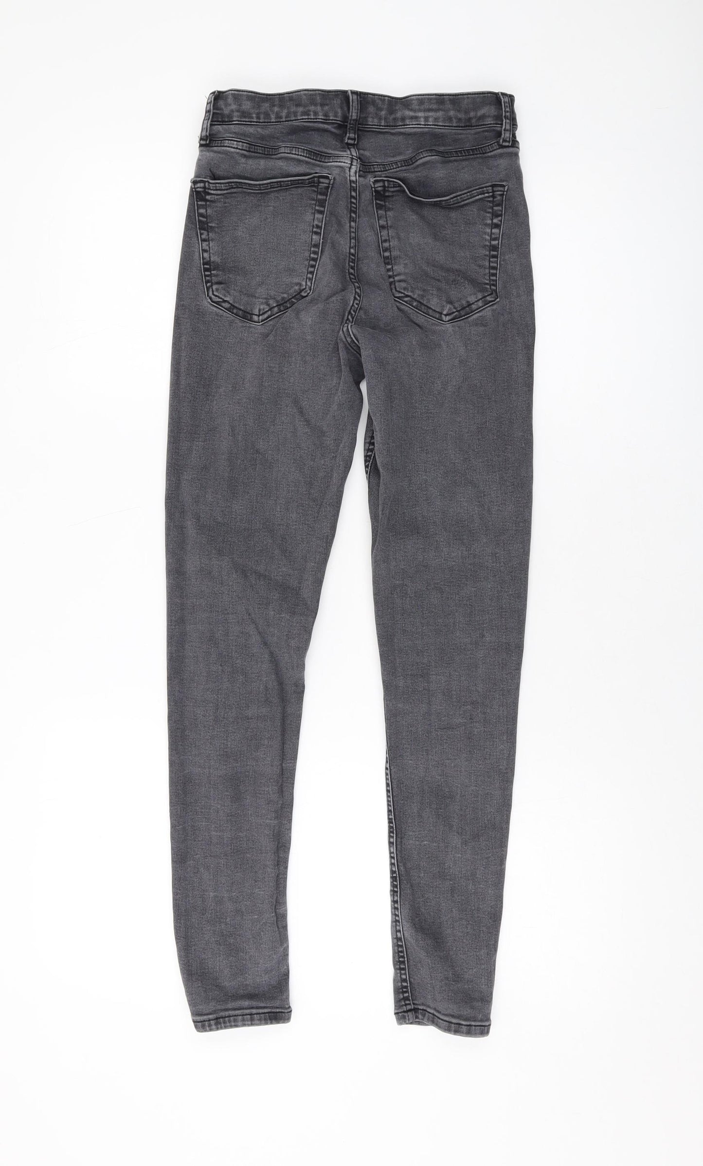 Topshop Womens Grey Cotton Skinny Jeans Size 24 L27 in Regular Button