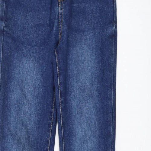 Denim & Co. Boys Blue Cotton Straight Jeans Size 8-9 Years Regular Button