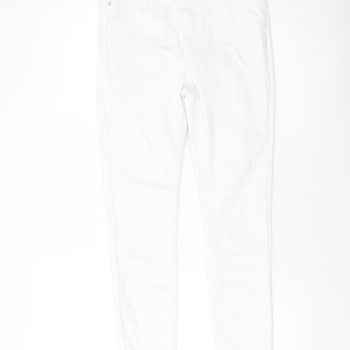 Denim & Co. Womens White Cotton Skinny Jeans Size 12 L28 in Regular Button