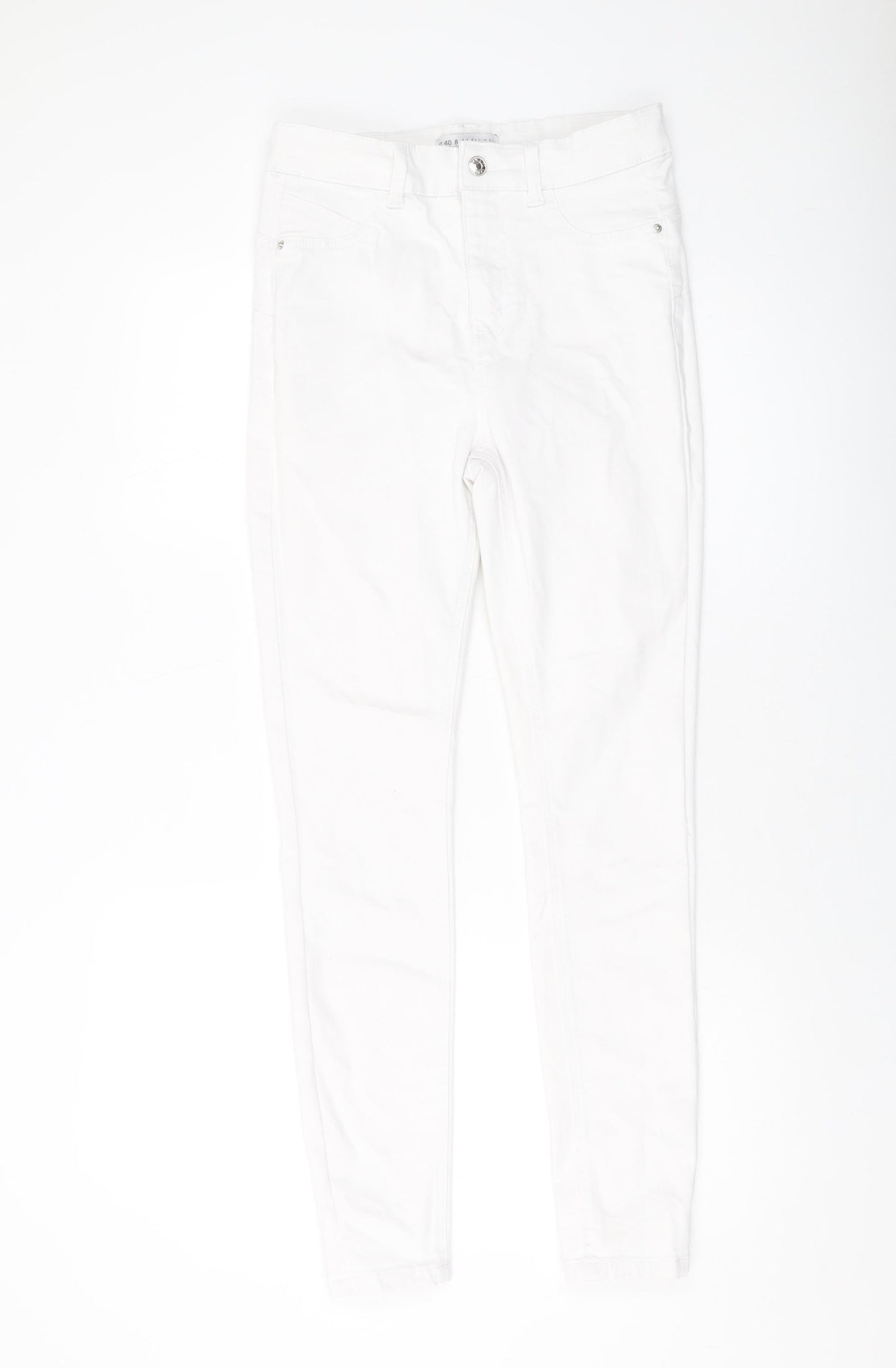 Denim & Co. Womens White Cotton Skinny Jeans Size 12 L28 in Regular Button