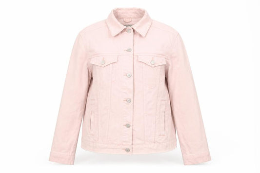 Front view of Topshop women’s pink jacket, size UK 10, buckle