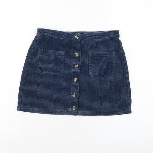 NEXT Girls Blue Cotton A-Line Skirt Size 11 Years Regular Button