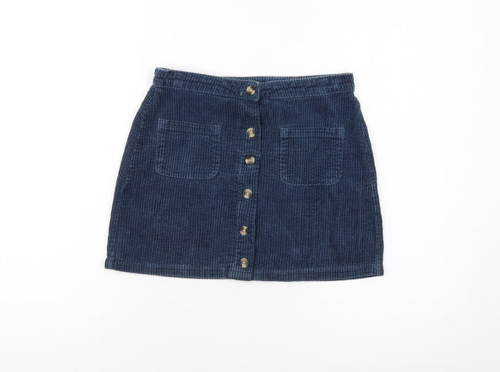 NEXT Girls Blue Cotton A-Line Skirt Size 11 Years Regular Button