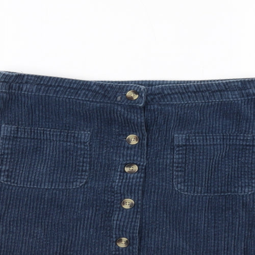 NEXT Girls Blue Cotton A-Line Skirt Size 11 Years Regular Button