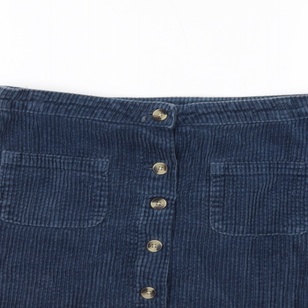 NEXT Girls Blue Cotton A-Line Skirt Size 11 Years Regular Button