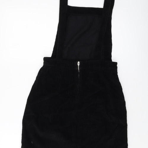 Topshop Womens Beige Cotton Pinafore/Dungaree Dress Size 8 Square Neck Zip
