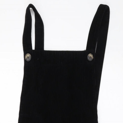 Topshop Womens Beige Cotton Pinafore/Dungaree Dress Size 8 Square Neck Zip