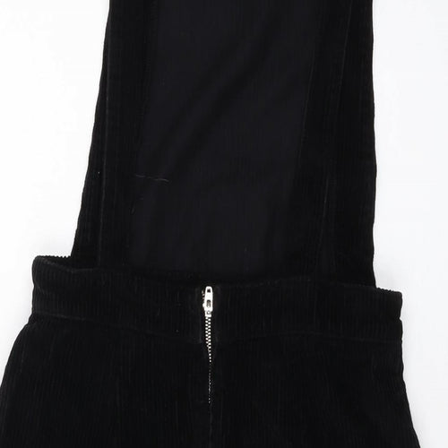 Topshop Womens Beige Cotton Pinafore/Dungaree Dress Size 8 Square Neck Zip