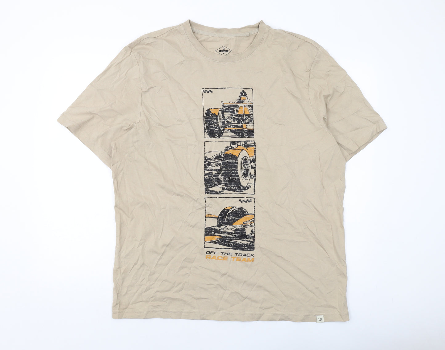 NEXT Mens Beige Cotton T-Shirt Size XL Crew Neck