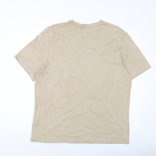NEXT Mens Beige Cotton T-Shirt Size XL Crew Neck