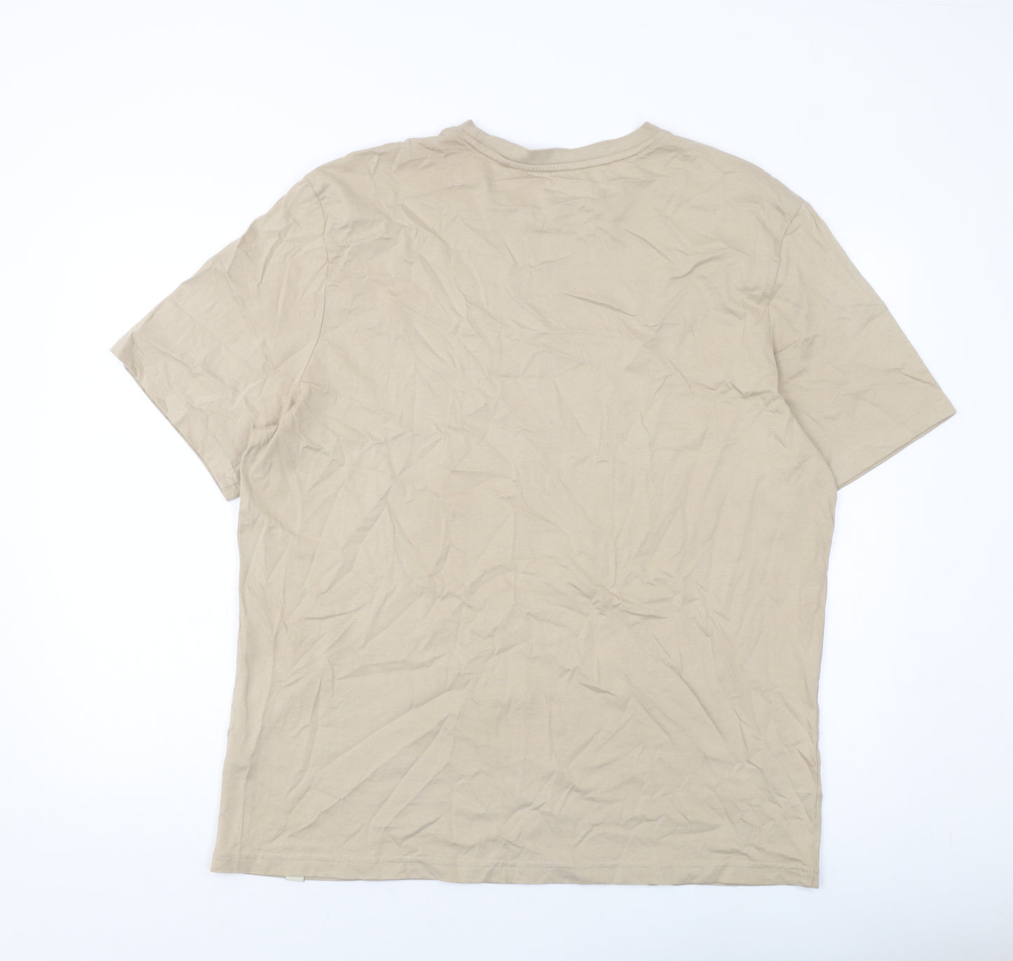 NEXT Mens Beige Cotton T-Shirt Size XL Crew Neck