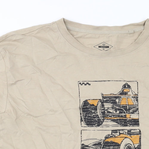 NEXT Mens Beige Cotton T-Shirt Size XL Crew Neck