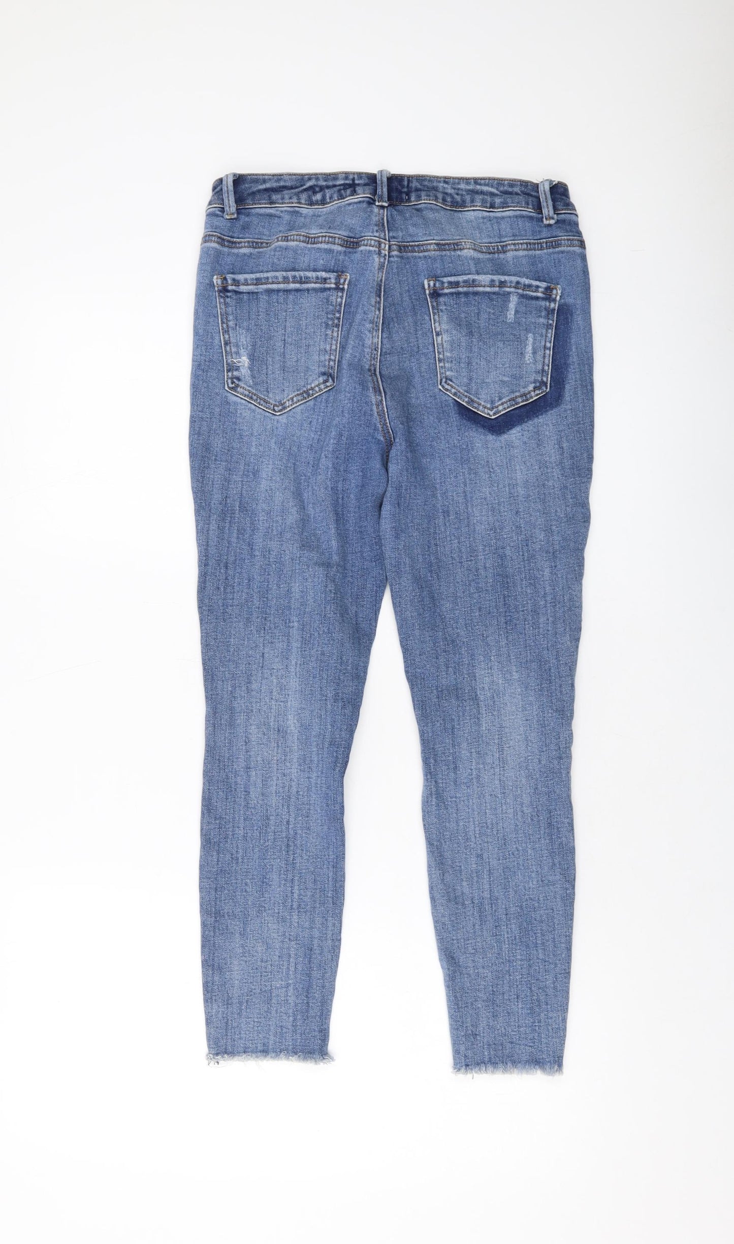 New Look Womens Blue Cotton Skinny Jeans Size 12 L24 in Regular Button