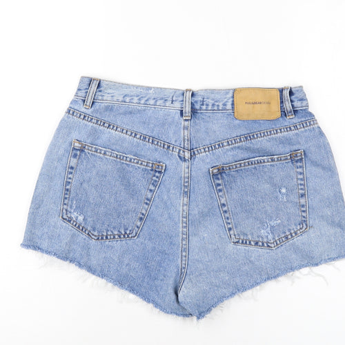 Pull&Bear Womens Blue Cotton Hot Pants Shorts Size 12 L3 in Regular Button