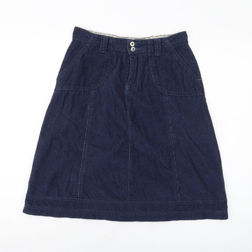 Mistral Womens Blue Cotton A-Line Skirt Size 10 Button