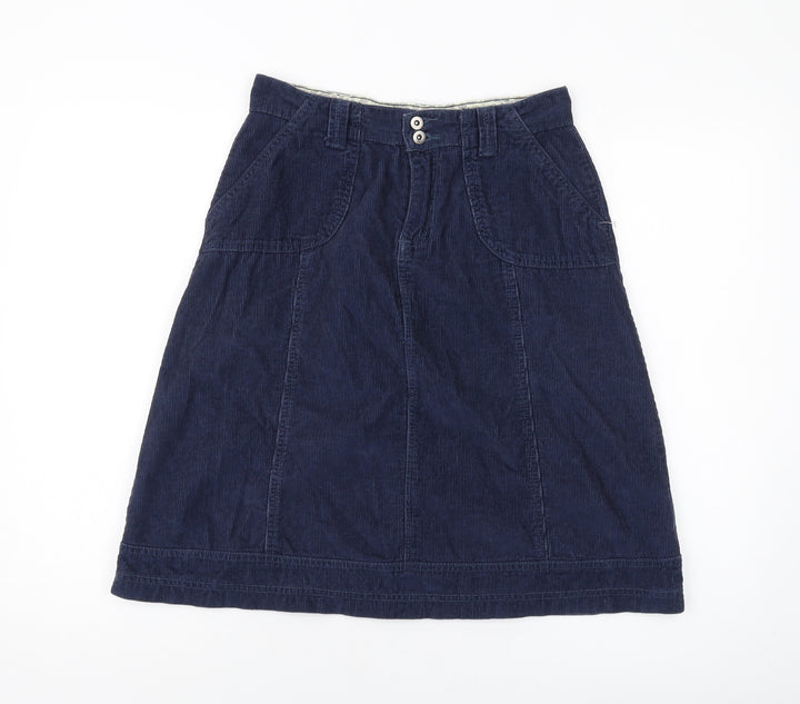 Mistral Womens Blue Cotton A-Line Skirt Size 10 Button