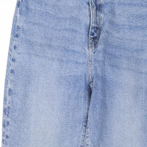 H&M Womens Blue Cotton Mom Jeans Size 8 L27 in Regular Button