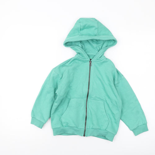 NEXT Boys Green Cotton Full Zip Hoodie Size 5 Years Zip