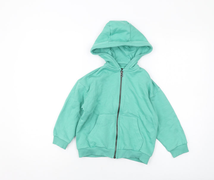NEXT Boys Green Cotton Full Zip Hoodie Size 5 Years Zip