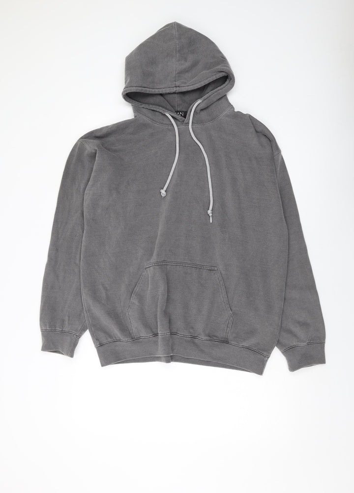Boohoo Mens Grey Cotton Pullover Hoodie Size S