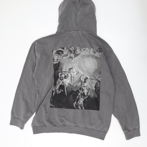 Boohoo Mens Grey Cotton Pullover Hoodie Size S
