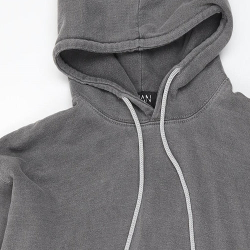 Boohoo Mens Grey Cotton Pullover Hoodie Size S