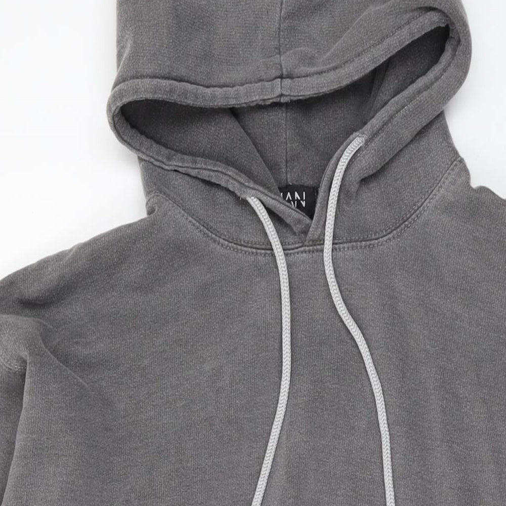 Boohoo Mens Grey Cotton Pullover Hoodie Size S