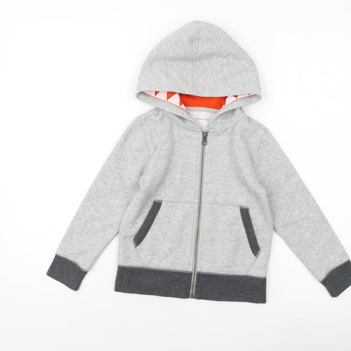 Crewcuts Boys Grey Cotton Full Zip Hoodie Size 4-5 Years Zip