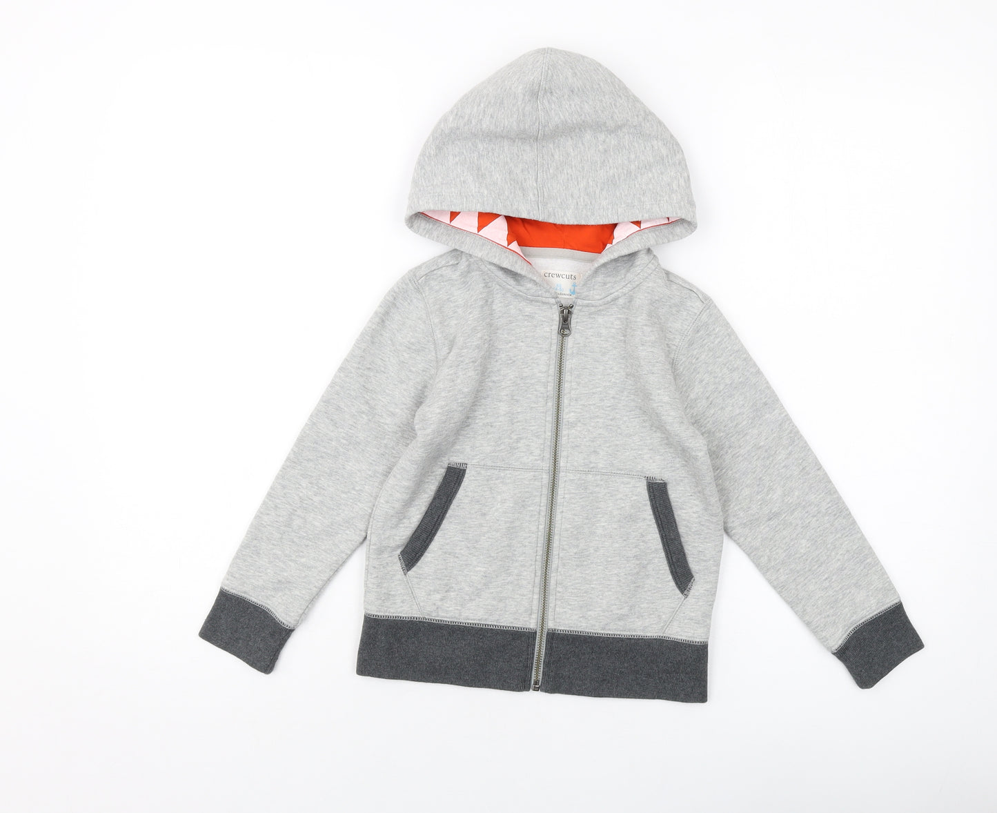 Crewcuts Boys Grey Cotton Full Zip Hoodie Size 4-5 Years Zip