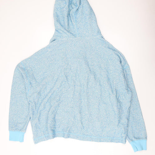 BURGS Womens Blue Cotton Pullover Hoodie Size 14 Button