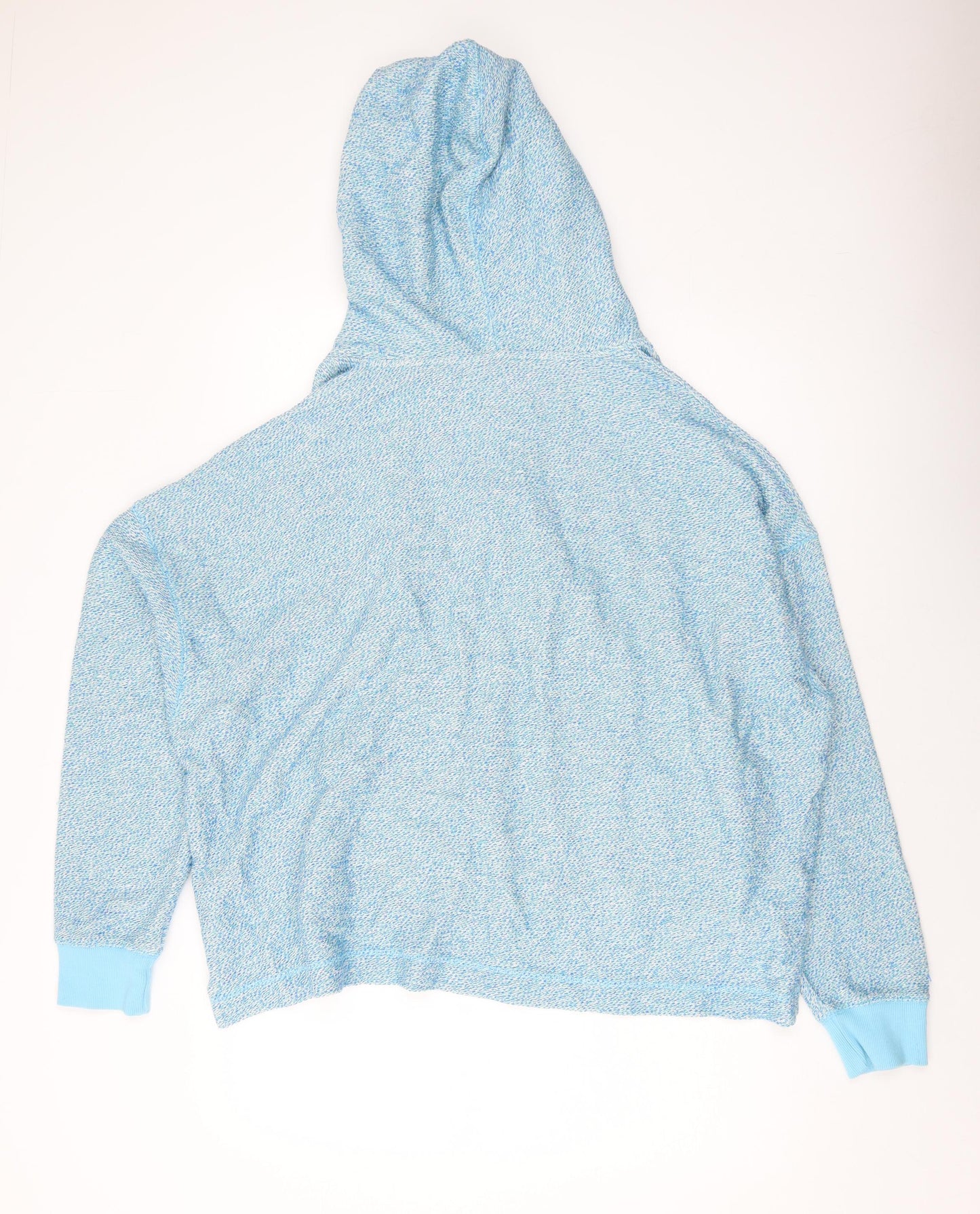 BURGS Womens Blue Cotton Pullover Hoodie Size 14 Button