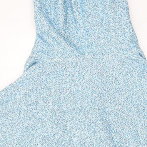 BURGS Womens Blue Cotton Pullover Hoodie Size 14 Button