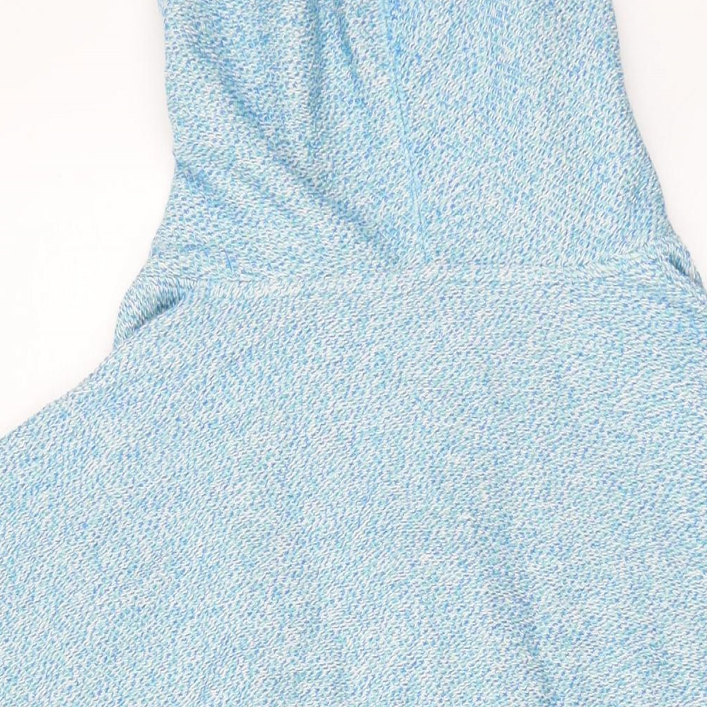 BURGS Womens Blue Cotton Pullover Hoodie Size 14 Button