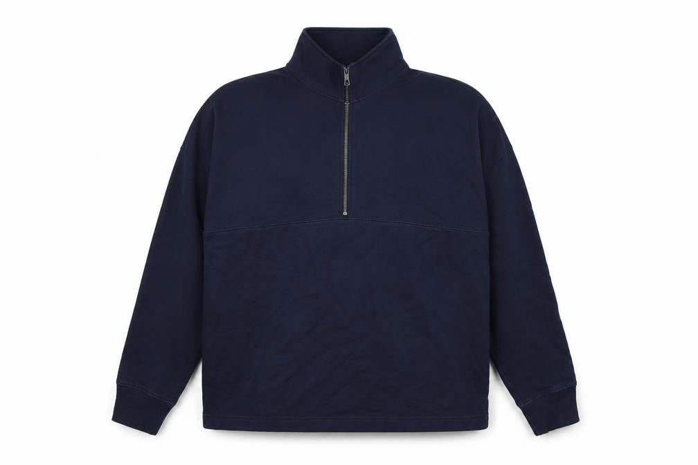 Front view of Marks & Spencer men’s blue cotton pullover sweatshirt, size 2XL