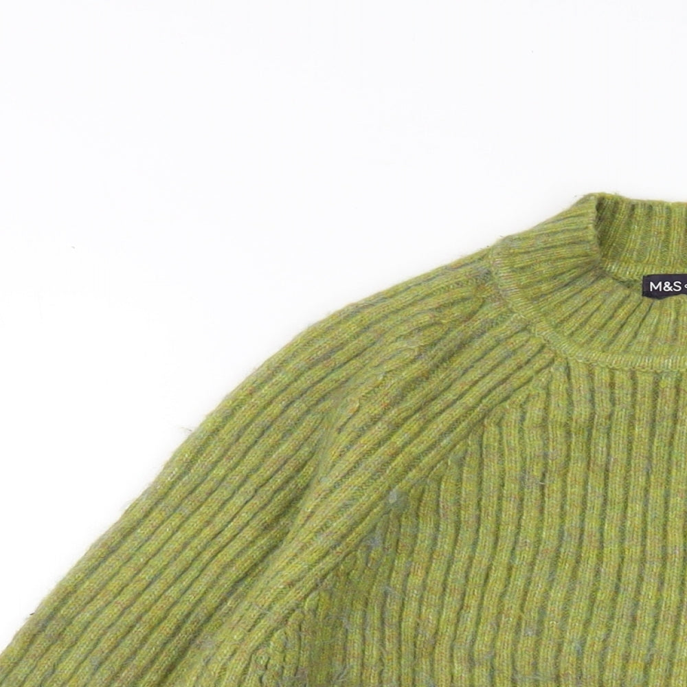 Marks and Spencer Womens Green Mock Neck Polyamide Pullover Jumper Size M