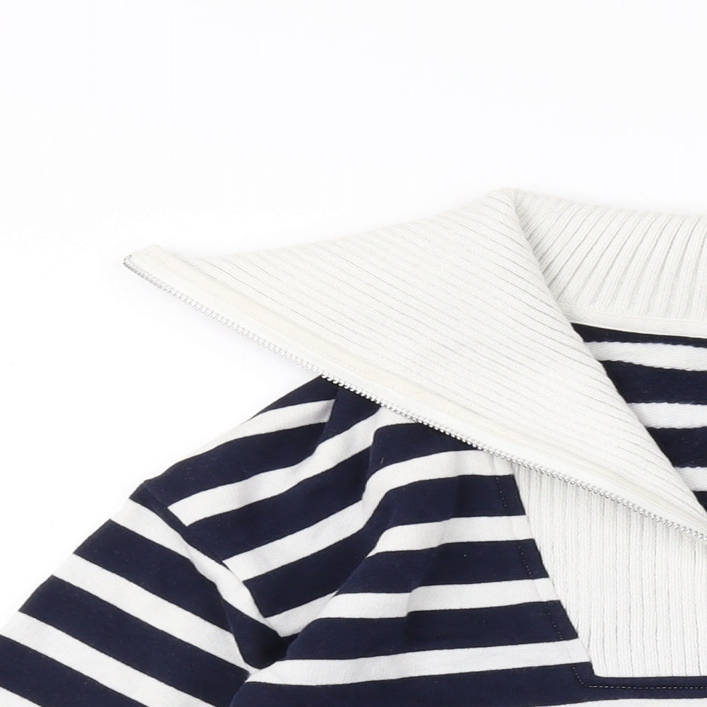 Marks and Spencer Womens Blue Striped Cotton Pullover Sweatshirt Size S Zip