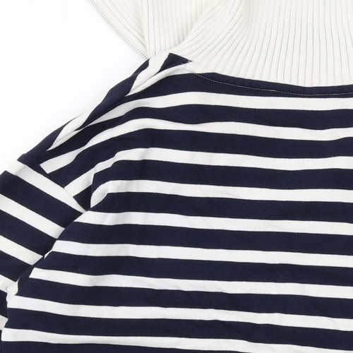 Marks and Spencer Womens Blue Striped Cotton Pullover Sweatshirt Size S Zip